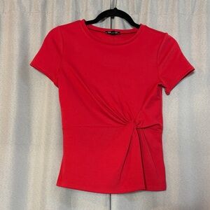 Express Coral Short Sleeve Twist-Knot Tee